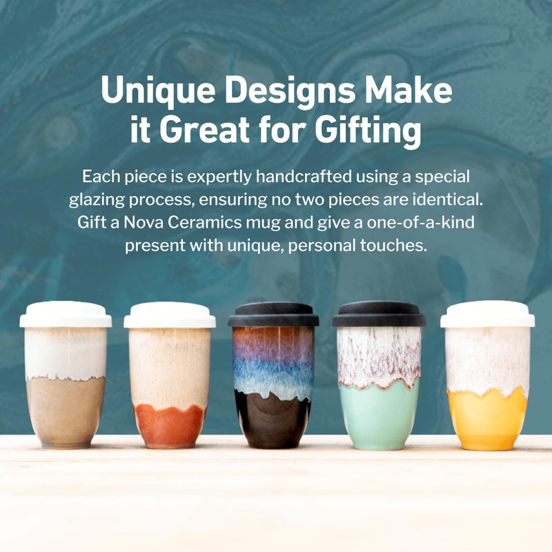NOVA CERAMICS Travel Mugs - Reusable Coffee Cup â€“ Cute Coffee Mugs Travel Coffee Tumbler â€“ Microwave & Dishwasher Safe To Go Coffee Mug- Gifts For Women Men Him Her â€“ 12oz - Dune - Image 5